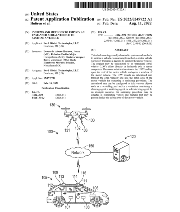 Ford Patents UAV Vehicle Sanitation System – UAS VISION